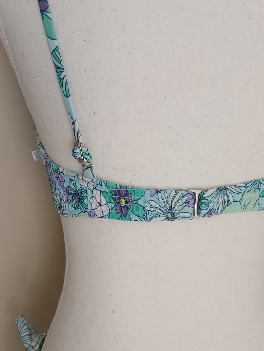 La Vie En Rose Aqua Shirred Bikini Top Size M & Bottom Size Large - Picture 5 of 8
